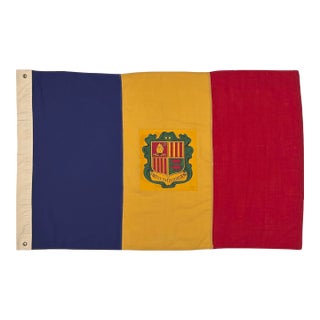 Vintage Sewn Cloth Flag of Andorra For Sale