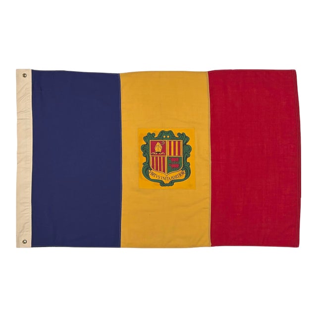 Vintage Sewn Cloth Flag of Andorra For Sale