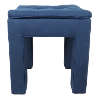 Vintage Upholstered Parsons Style Stool With Tufted Seat For Sale