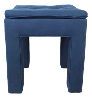 Vintage Upholstered Parsons Style Stool With Tufted Seat