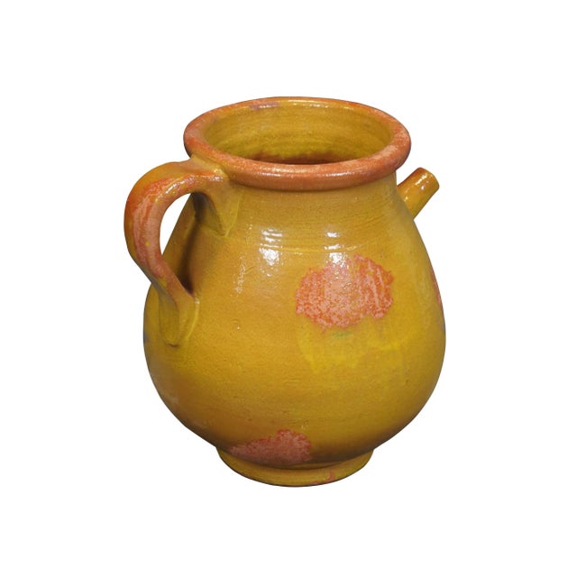 French Antique French Ochre Terracotta Olive Oil Jar Jug Amphora Vase Vessel For Sale - Image 3 of 12