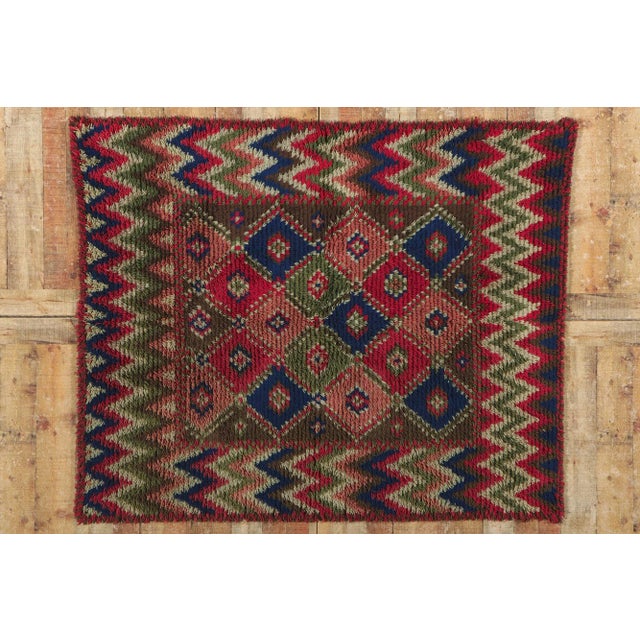 Brown Vintage Finnish Rya Ryijy Rug - 04'07 X 05'09 For Sale - Image 8 of 9