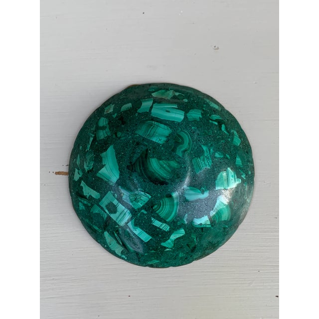 Vintage Malachite Brass Rimmed Bowl For Sale - Image 4 of 4