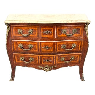 Louis XV Style Bombe Commode With Marble Top – Mid-20th Century For Sale