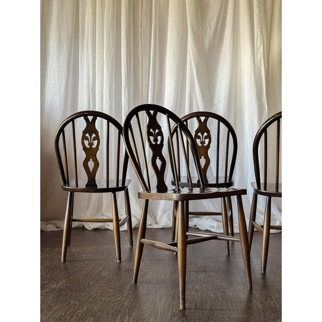 Set of Four Vintage Oval Back Dining Chairs With Floral Cushion For Sale - Image 9 of 13
