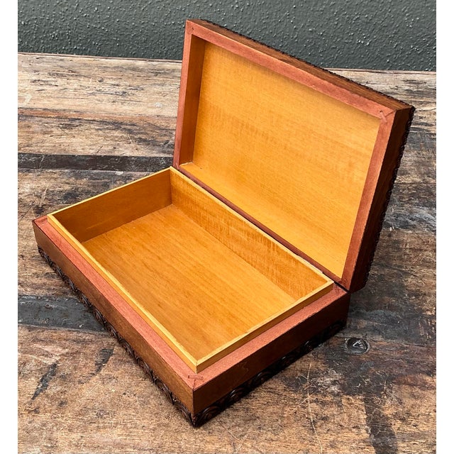Wood Vintage MCM Brutalist Lidded Box For Sale - Image 7 of 12