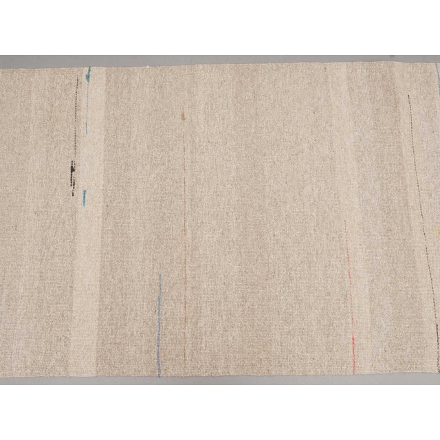 Textile 1970s Vintage Handmade Wool Cotton Cream Runner Rug For Sale - Image 7 of 10