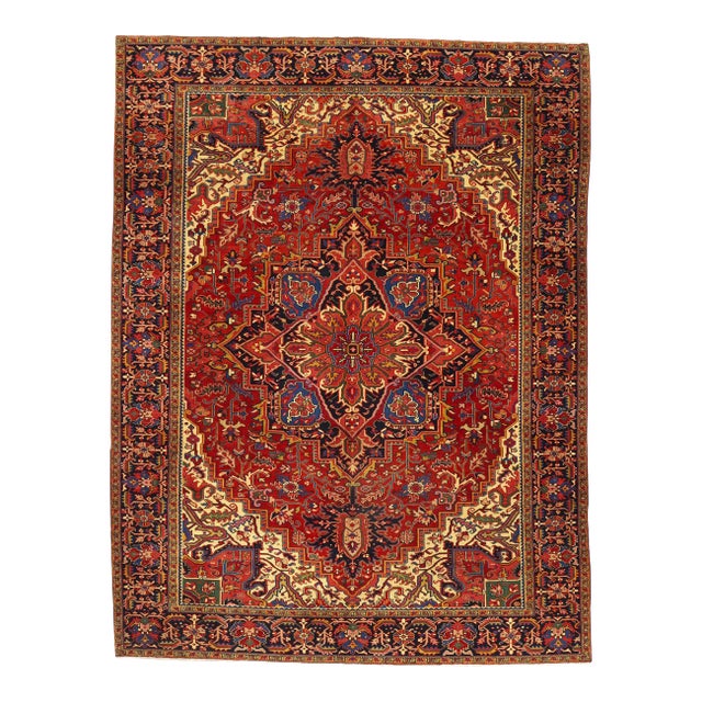 Vintage Persian Heriz Rug - 09'11 X 13'00 For Sale