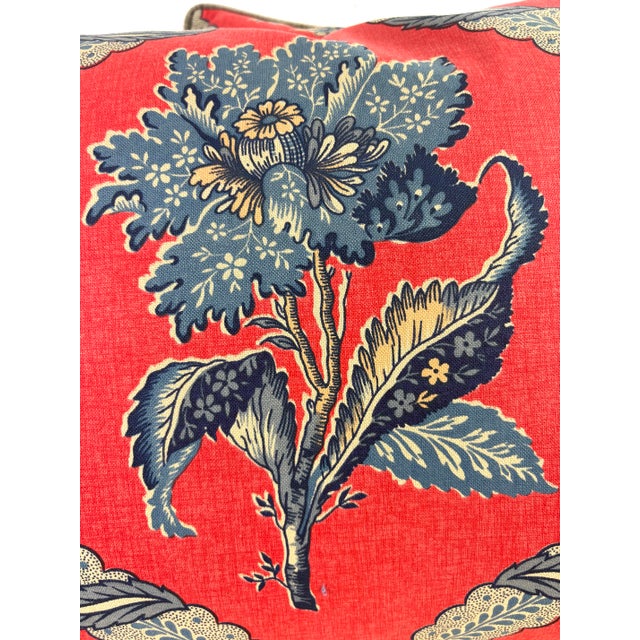 Red Vintage Brunschwig & Fils French Country Cotton Lumbar Pillows/Pair For Sale - Image 8 of 10