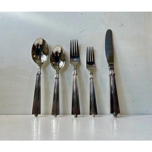 Art Deco Danish Cutlery Set by Borgstrøms Sølvvarefabrik, 1940s, Set of 65 For Sale - Image 4 of 13