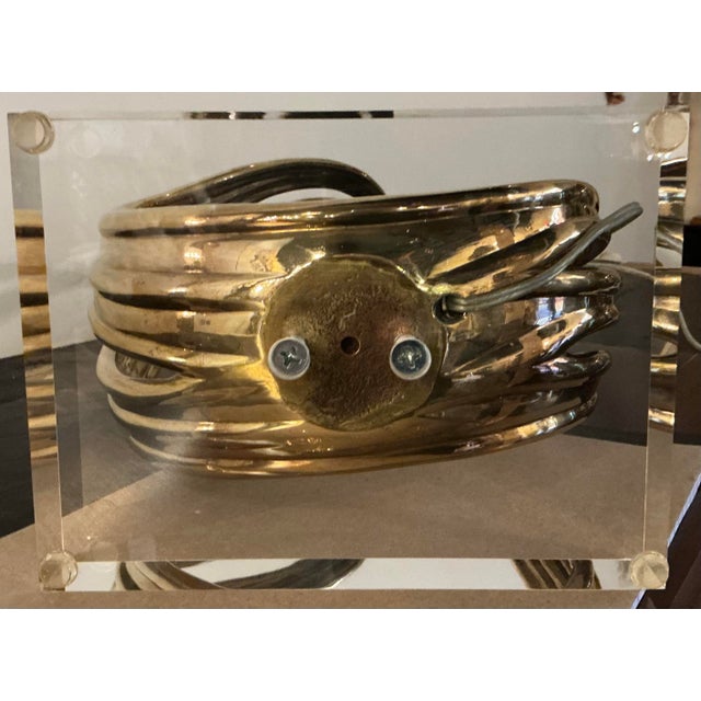Chapman Manufacturing Company 1990s Pair Iconic Chapman Brass Flame Table Lamps For Sale - Image 4 of 6