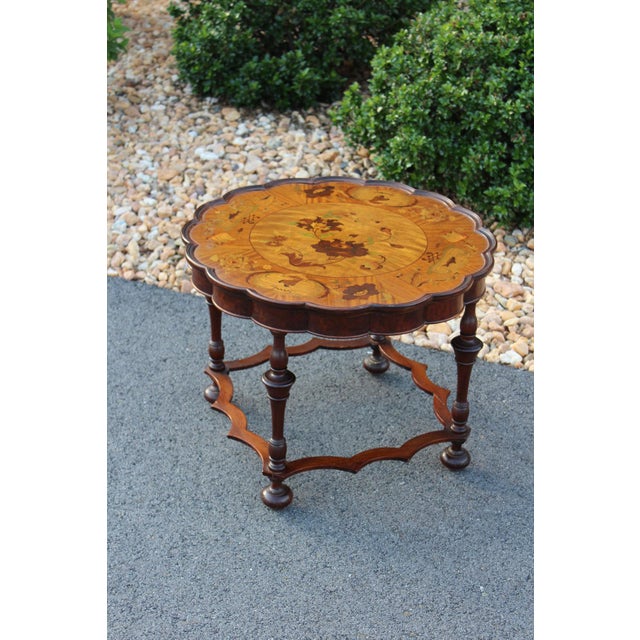 Antique Mahogany Scalloped Table With Inlaid Top For Sale - Image 10 of 17