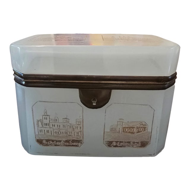 Antique Bohemian Glass Moser Opaline Jewel Box For Sale