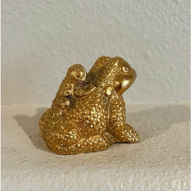 Gold Plated Bronze Frog, Perfect Paperweight or Coffee Table Accessory For Sale - Image 4 of 10