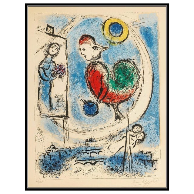 Surrealism 1950s Le Coq Sur Paris, Marc Chagall For Sale - Image 3 of 7