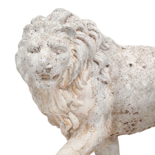 Gray French Art Deco Period Lion Sculptures For Sale - Image 8 of 9