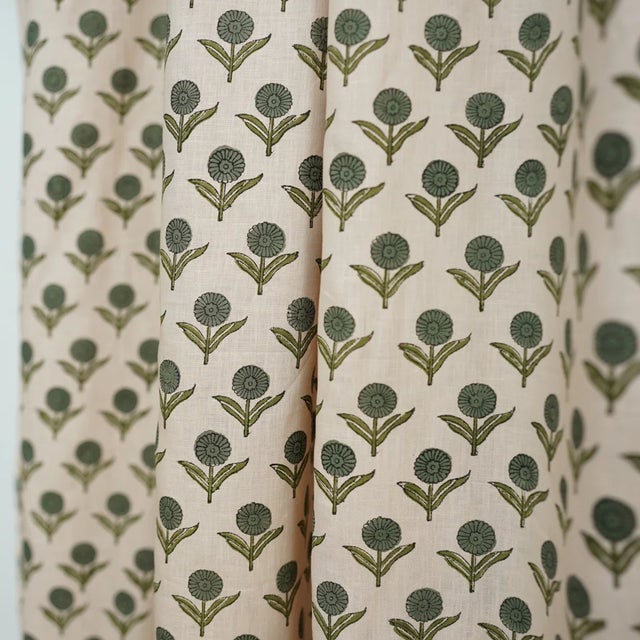 Colored Linen Curtains Rustic Lightweight Drapes for Modern & Traditional Home Décor Size 54" W X 29" L- Genda Pushp For Sale - Image 4 of 5