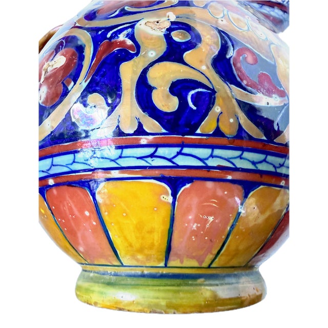 Vintage Handpainted Etruscan Style Gryphon & Soldier Pitcher For Sale - Image 12 of 14