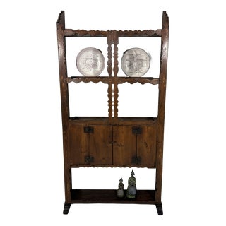 Antique Rustic Wall Unit Plate Cabinet, 1900s For Sale
