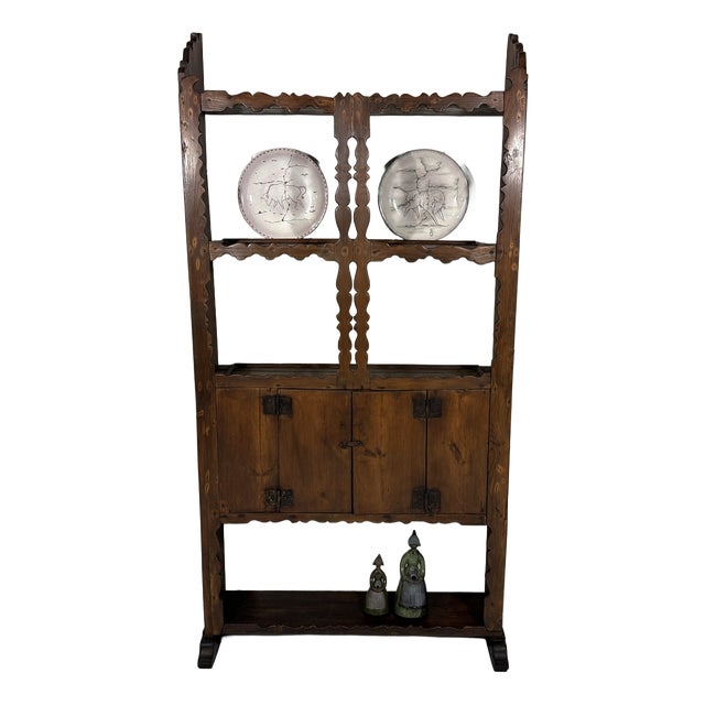 Antique Rustic Wall Unit Plate Cabinet, 1900s For Sale