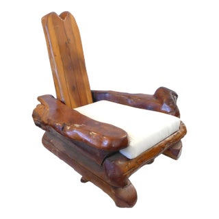 1960s Massive California Craft Redwood Lounge Chair For Sale