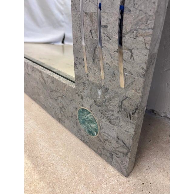 Contemporary Tessellated Stone and Chrome Inlay Mirror by Oggetti For Sale - Image 12 of 12