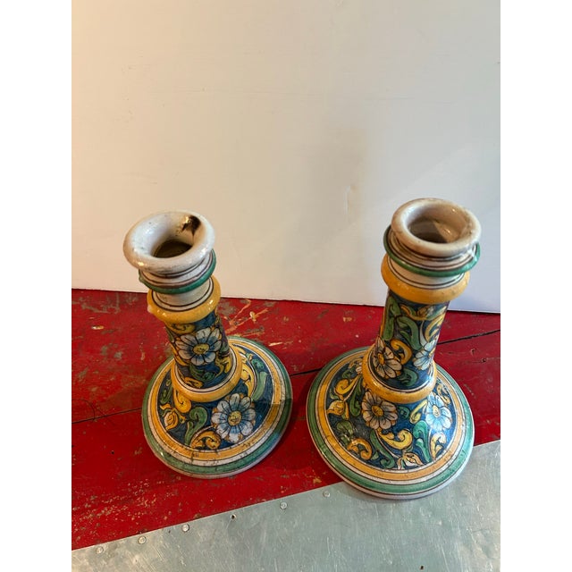 1990s Vintage Italian Art Pottery Candle Holders For Sale - Image 5 of 6