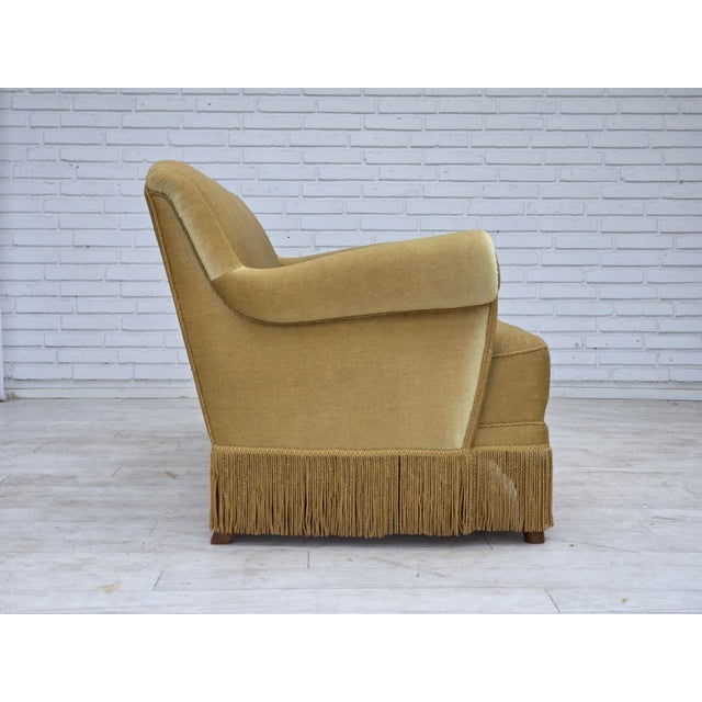 Danish Oak Three-Seater Sofa with Velour Upholstery, 1970s For Sale - Image 14 of 18