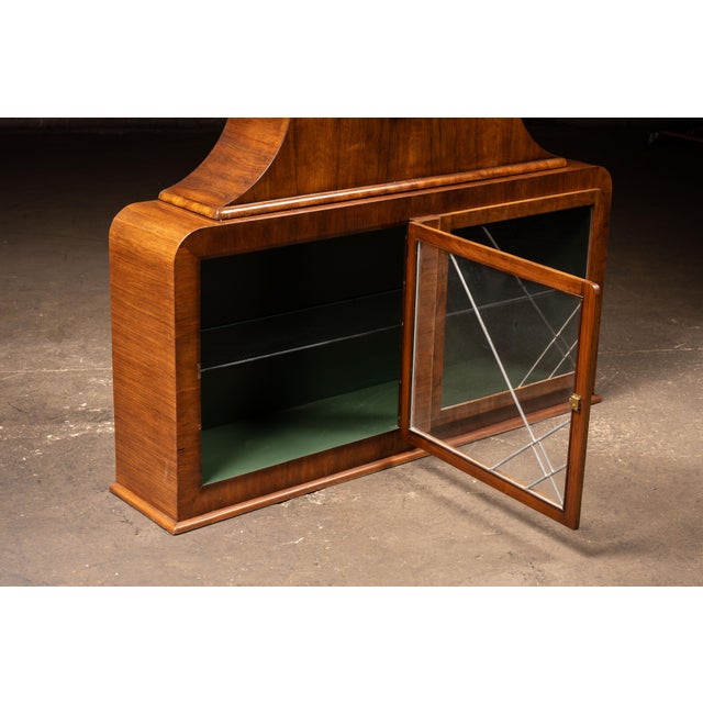 1930s Circular Art Deco Liquor Cabinet With Leaded Glass Doors For Sale In Chicago - Image 6 of 18