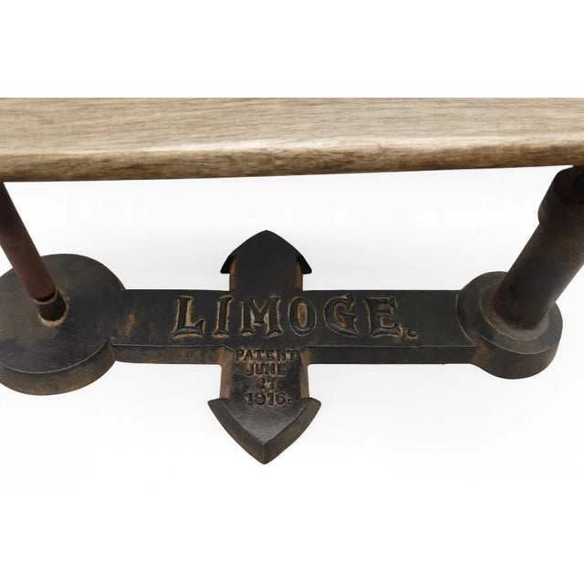 Limoges, France Antique Limoges Factory Artist’s Cast Iron & Wood Detailing Armrest – 1916 For Sale - Image 4 of 11