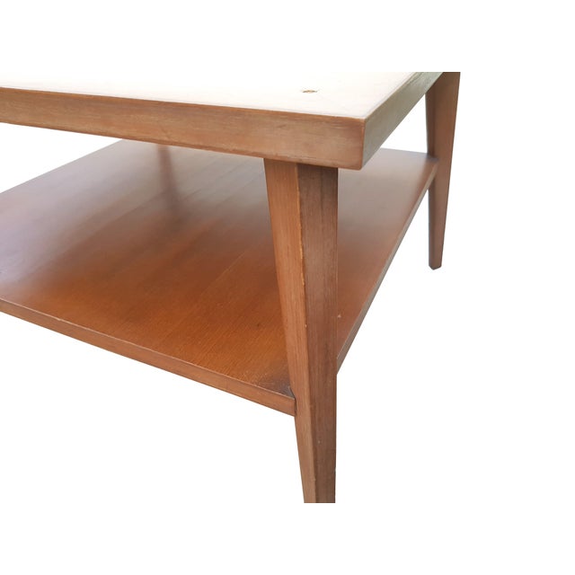 Vintage Italian Teak Wood & Green Glass Coffee Table, 1960s For Sale - Image 9 of 14