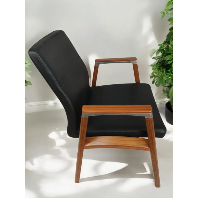 Mid-Century Modern Vintage Desk Chair in Leather by Sven Christiansen, 1990s For Sale - Image 3 of 10