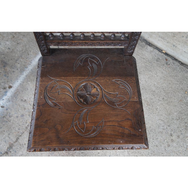 Brown Antique 19th Century French Breton Brittany Figural Carved Chestnut Dining Chairs - Set of 6 For Sale - Image 8 of 12