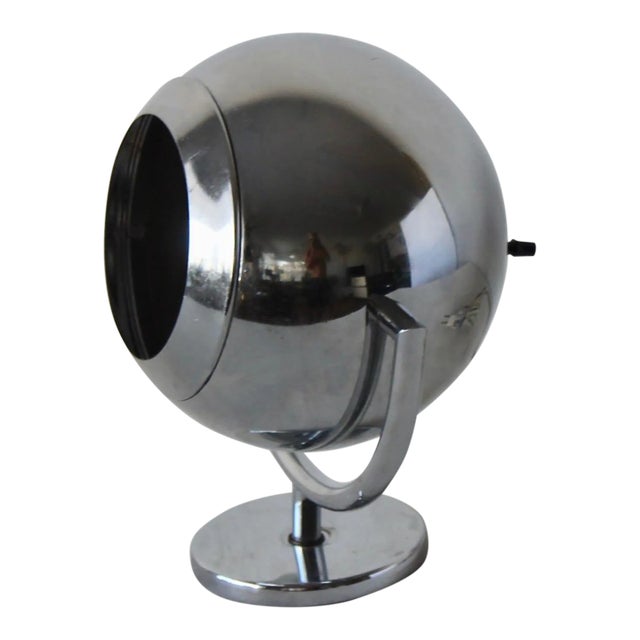 Vintage Mid-Century Modern Robert Sonneman Style Chrome Eyeball Table Lamp For Sale