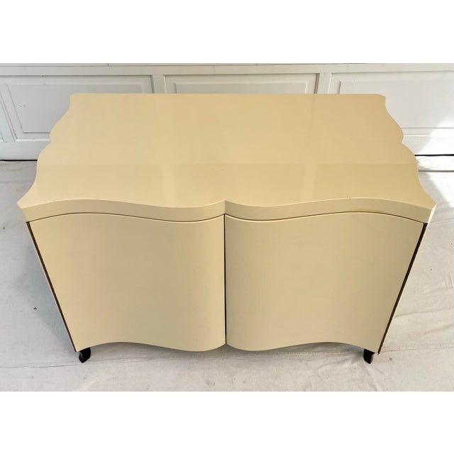 Reeves Design "Albert" Ivory Lacquered Serpentine Cabinet For Sale - Image 4 of 12