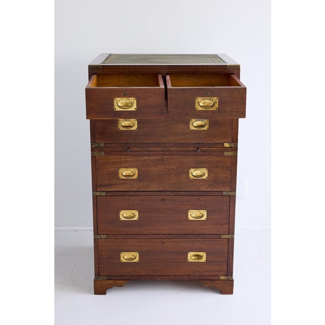 English Campaign Chest & Secretary in Mahogany With Brass Fittings For Sale In Atlanta - Image 6 of 18