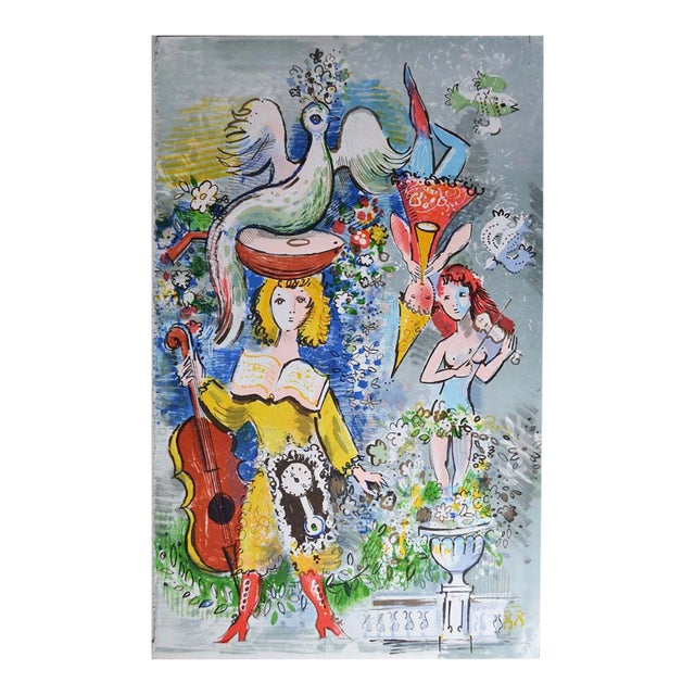 Limited Edition "Music Man" Lithograph by Charles Cobelle, Signed Artist Proof For Sale