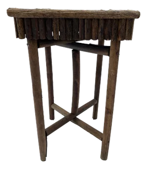Adirondack Style Wood and Bark Side Table