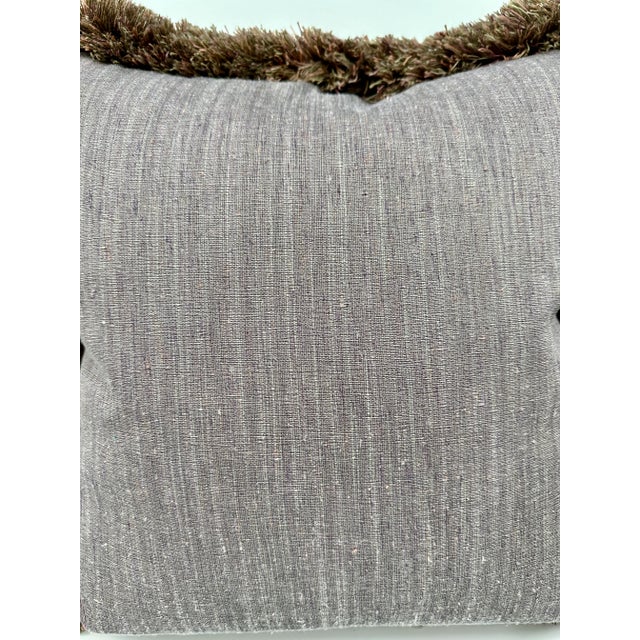 Textile Cut Velvet Multicolor Stripe Lavender Silk Fringe Pillow For Sale - Image 7 of 10
