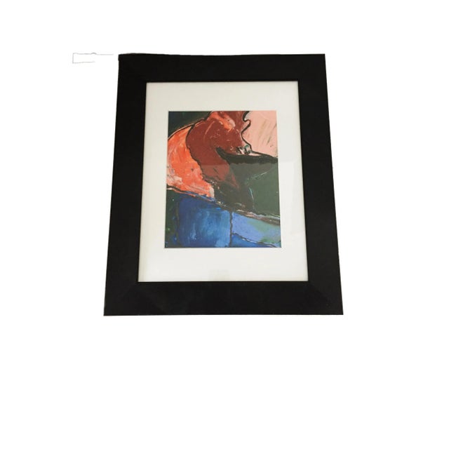 Superb Acrylic on Paper W Rich color Abstract painting in a black frame .signed YJR untitled 17.75" h by 14.75" w thanks