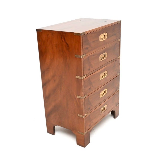 Antique Military Campaign Yew Wood Chest of Drawers, 1930s For Sale - Image 4 of 11