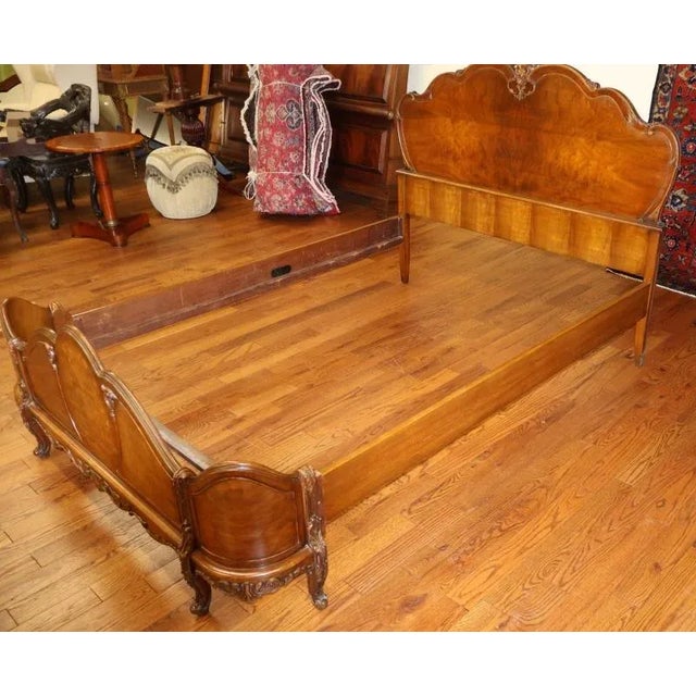 French Louis XVI Style Circassian Walnut Full Size Bed Dimensions : 49" Tall X 56" Wide X 80" Deep This stunning bed was...
