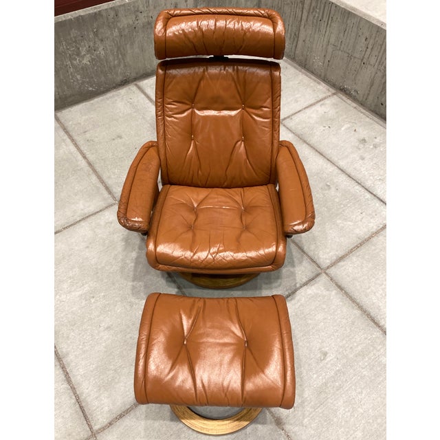 Ekornes Stressless Leather Recliner and Footstool a Pair Chairish