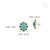 Retro 6.53ct Turquoise Emerald & Diamond Floral Stud Earrings in 14k Gold- 2 Pieces For Sale - Image 11 of 16