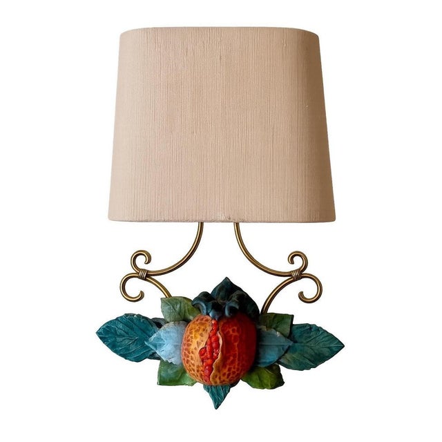 Italian Hand-Painted Pomegranate Sconces, 1970s, Set of 3 For Sale - Image 13 of 17
