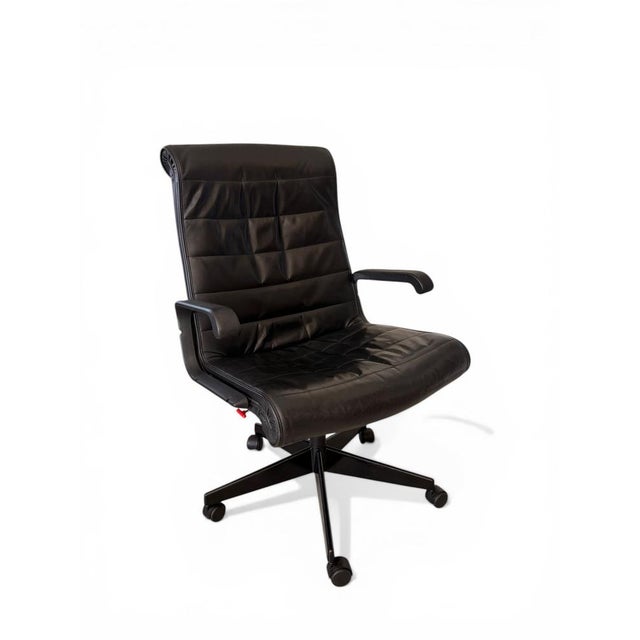 Vintage Black Leather Sapper Office Chair by Richard Sapper for Knoll, 1980s For Sale - Image 13 of 13