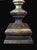 1950s Italian Brass & Wood Double Arm Student Lamp With Milk Glass Shades For Sale - Image 4 of 11