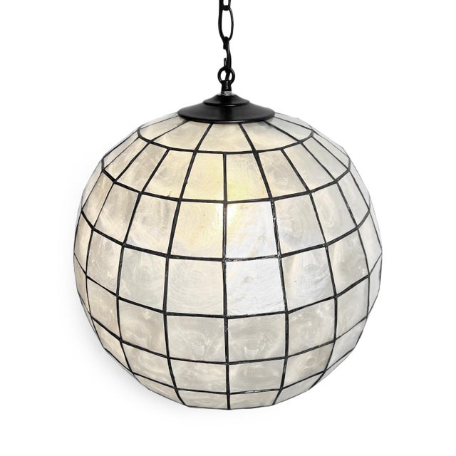 Contemporary Capiz Shell Globe Coastal Contemporary Pendant Light 18" For Sale - Image 3 of 9