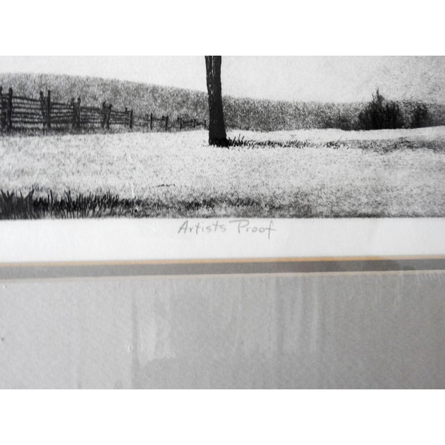 Vintage Mid Century Lone Tree Landscape Etching For Sale - Image 4 of 6