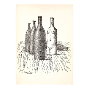 1966 Rene Magritte Signed Lithograph 2 Bottles Aube a L’Antipode